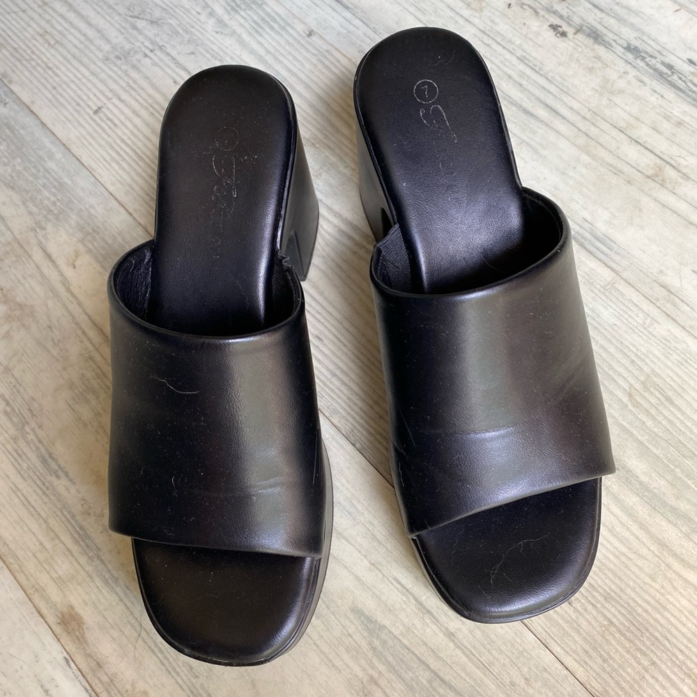 Black Slide Chunky Heels